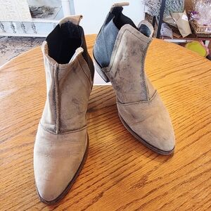 Anthropologie SixtySeven Distressed Tan Ankle Booties